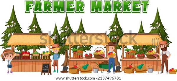 Farmer Market Concept Stall Shops Illustration Stock Vector (Royalty ...