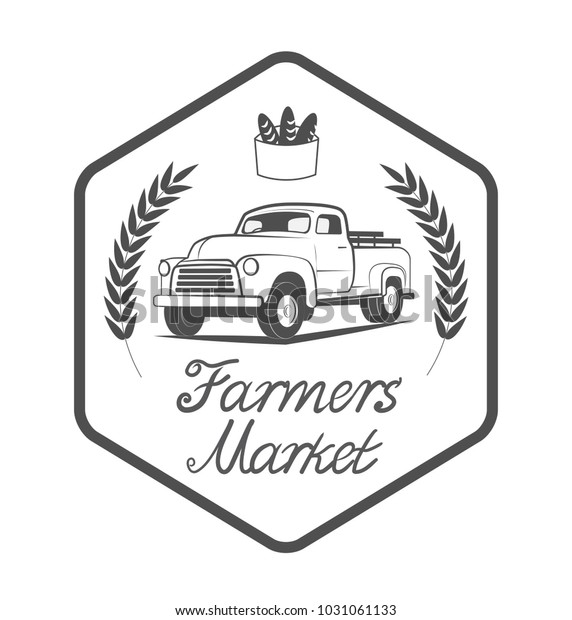 Farmer market vintage\
logo pickup vector