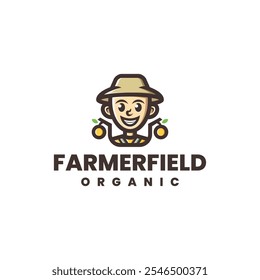 Diseño de logotipo de Vector de mascota de agricultor