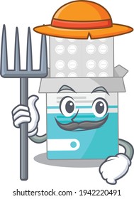 Farmer medical medicine bottle mascot design working with a hat. Vector illustration