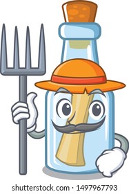 Farmer message in bottle isolated with cartoon