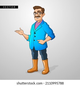 Farmer middle age cartoon character