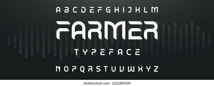FARMER Modern Bold Font. Regular Italic Number Typography urban style alphabet fonts for fashion, sport, technology, digital, movie, logo design, vector illustration