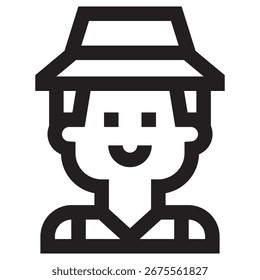 Ícone de Vetor Moderno do Agricultor - Modelo de Símbolo de Ilustração Mínima para Web Mobile App UI Design