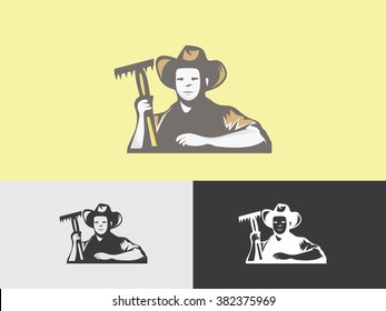 Farmer nature flat logo vector 