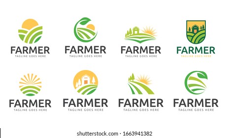 Farmer Nature Garden Logo Icon Vector Template