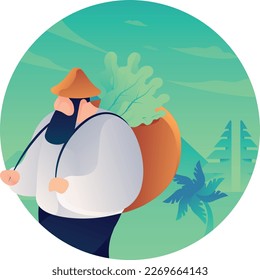 Farmer Occupation UI Flat Icon Vector EPS