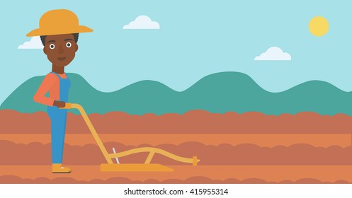 Granjero en el campo arando.
