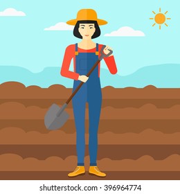 Farmer on the field with shovel.