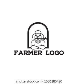 farmer on window logo vector illustration