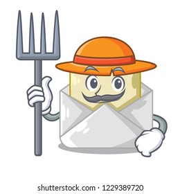 Farmer opened and closed envelopes shaped cartoon