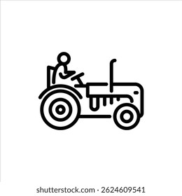 farmer operating tractor outline icon. farm activity line art illustration.