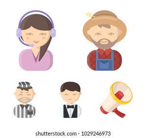 Farmer, operator, waiter, prisoner.Profession set collection icons in cartoon style vector symbol stock illustration web.
