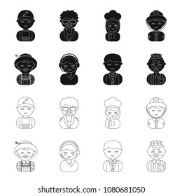 Farmer, operator, waiter, prisoner.Profession set collection icons in black,outline style vector symbol stock illustration web.