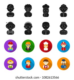 Farmer, operator, waiter, prisoner.Profession set collection icons in black,flet style vector symbol stock illustration web.