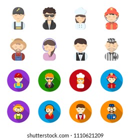 Farmer, operator, waiter, prisoner.Profession set collection icons in cartoon,flat style vector symbol stock illustration web.
