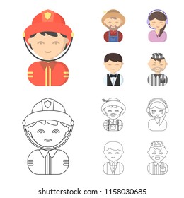 Farmer, operator, waiter, prisoner.Profession set collection icons in cartoon,outline style vector symbol stock illustration web.