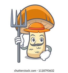 Farmer orange cap boletus mushroom character cartoon