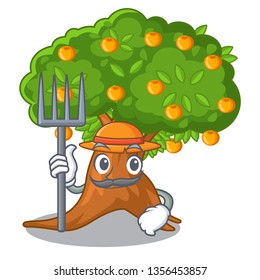 Farmer orange tree isolated with the mascot