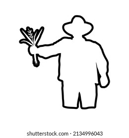 Farmer outline icon design template vector isolated