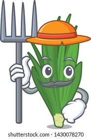 Farmer pandan leaves isolated in the cartoon