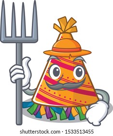 Farmer party hat character isolated in cartoon