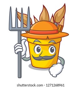 Farmer pencil pot shape on the cartoon