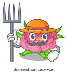 Farmer Peony flowers in a cartoon basket