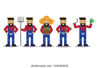 Farmer people create characters happy farmer man  