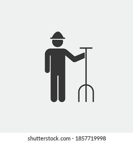 farmer person vector icon holding folk