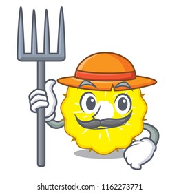 Farmer pineapple slice character cartoon