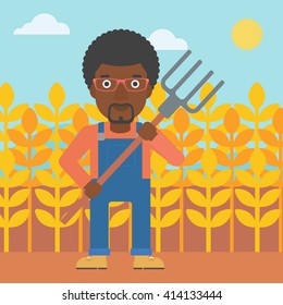 Farmer with pitchfork.