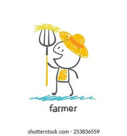 farmer with a pitchfork, illustrator