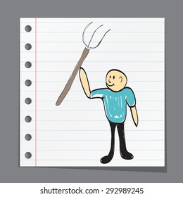 farmer with a pitchfork , illustrator
