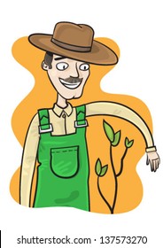 Farmer with plant
