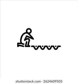 farmer planting seed outline icon. farm activity line art illustration.
