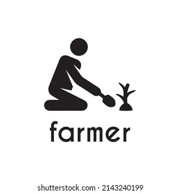 farmer planting tree seeds icon