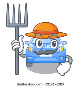 Farmer police car on a cartoon roadside