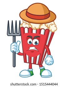 farmer popcorn mascot character vector design