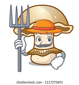 Farmer portobello mushroom character cartoon