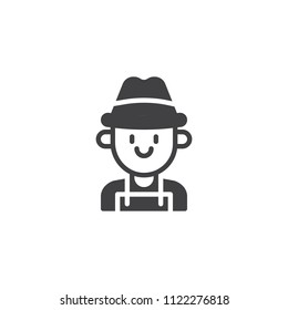 Farmer portrait vector icon. filled flat sign for mobile concept and web design. Happy farmer in hat simple solid icon. Symbol, logo illustration. Pixel perfect vector graphics