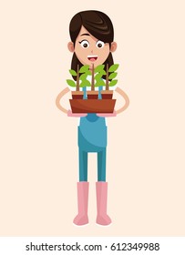 farmer pot plant work