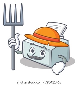 Farmer printer character cartoon style