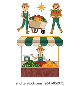 Farmer Profesion Ilustración vectorial de caracteres