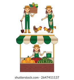 Farmer Profesion Ilustración vectorial de caracteres