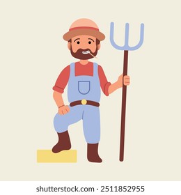 Profesión de agricultor en Ilustraciones vectoriales de paisaje rural