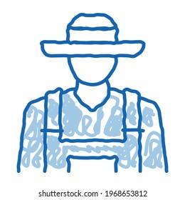 farmer profession sketch icon vector. Hand drawn blue doodle line art farmer profession sign. isolated symbol illustration
