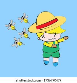 La profesión de granjero ilustra vectorial el lindo personaje de chibi aislado para los niños que aprenden a trabajar. Antecedentes, profesión de camisetas, tarjetas y pegatinas