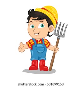 farmer with prong in hat