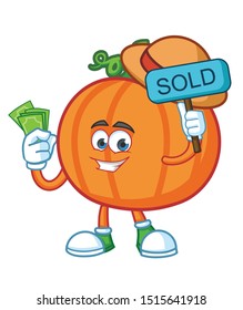 farmer pumpkin cartoon mascot character vector